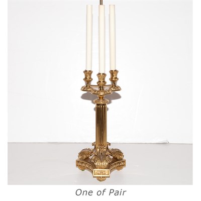 Lot 602 - Pair of Neoclassical Style Gilt-Bronze Lamps...