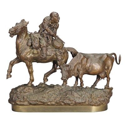 Lot 301 - Russian Bronze Group of a Huntsman After a...
