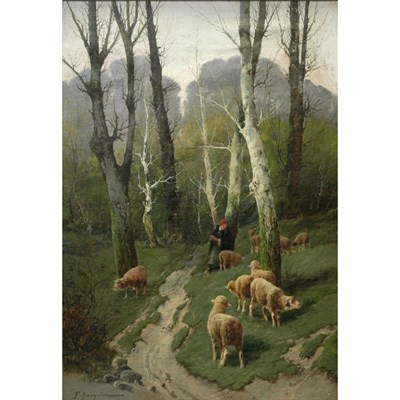 Lot 23 - French School 19th Century Shepherdess with...