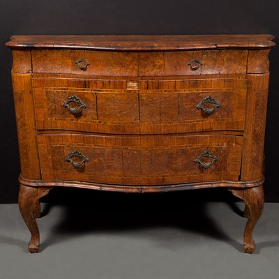 Lot 255 - Continental Rococo Walnut Chest of Drawers...