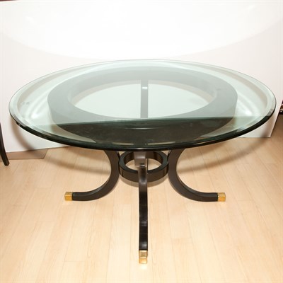Lot 212 - Glass Top Black Lacquer Table Height 29 3/4...