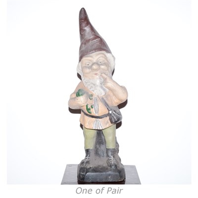 Lot 191 - Pair of Painted Cast Iron Garden Gnomes Height...