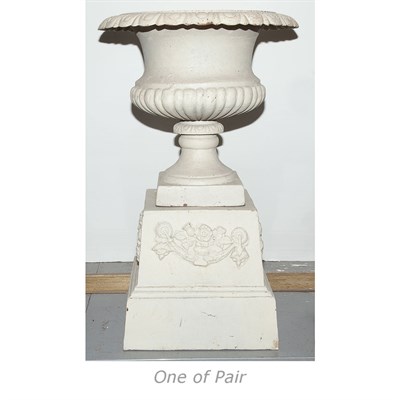 Lot 427 - Pair of Neoclassical Style White Painted Iron...