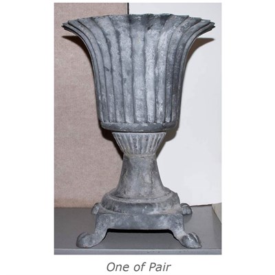 Lot 430 - Pair of Gray Painted Iron Garden Urns Height...