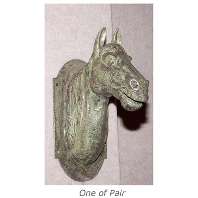 Lot 415 - Pair of Metal Horse Head Form Wall Plaques...