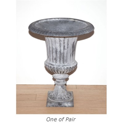 Lot 339 - Pair of Neoclassical Style Iron Garden Urns...