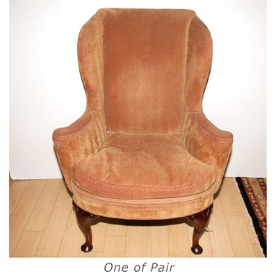 Lot 245 - Pair of Georgian Style Upholstered Wing Chairs