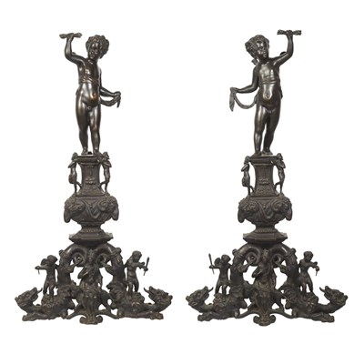 Lot 174 - Pair of Renaissance Style Patinated-Bronze...
