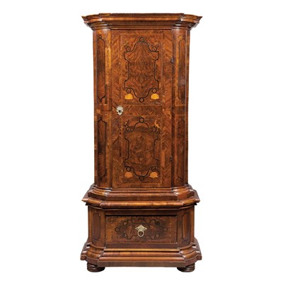 Lot 124 - German Baroque Walnut Marquetry Cabinet In two...