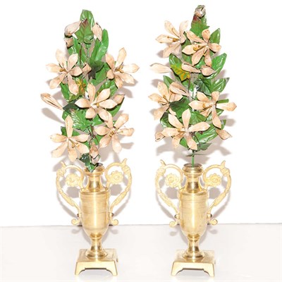 Lot 407 - Pair of French Style Gilt-Bronze Urns with...