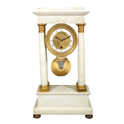 Lot 399 - French Gilt-Bronze and Marble Portico Clock...