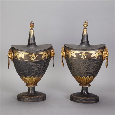 Lot 336 - Pair of Regency Style Tole Painted and Parcel...
