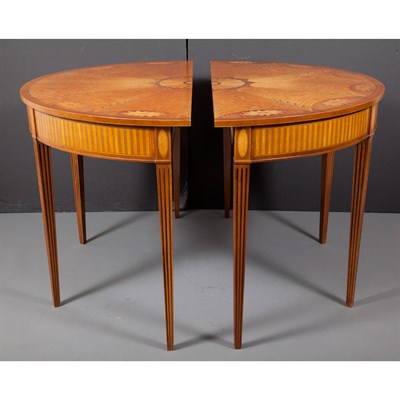 Lot 394 - Pair of George III Style Inlaid Mahogany and...