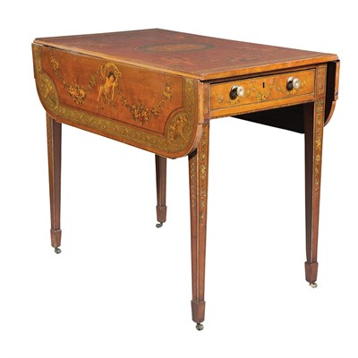 Lot 198 - George III Painted Satinwood Pembroke Table...