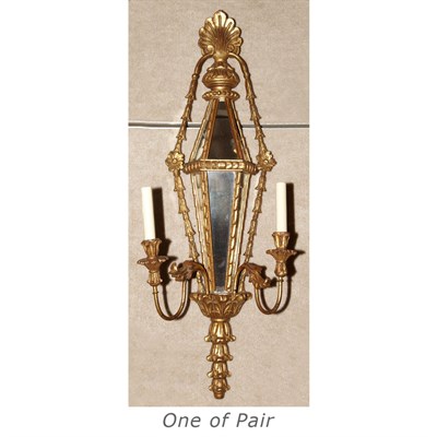 Lot 536 - Pair of Neoclassical Style Gilt-Wood Two-Light...