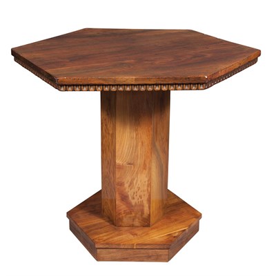Lot 127 - Continental Walnut Center Table The hexagonal...