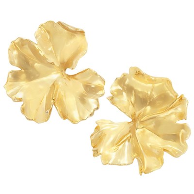 Lot 231 - Pair of Gold-Topped Aluminum 'Geranium' Earclips, Jar, Paris