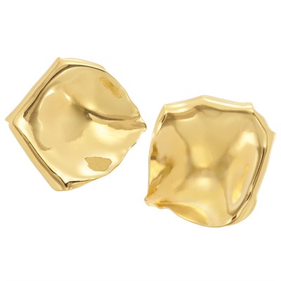 Lot 1 - Pair of Gold-Topped Aluminum Rose Petal Earclips, Jar, Paris