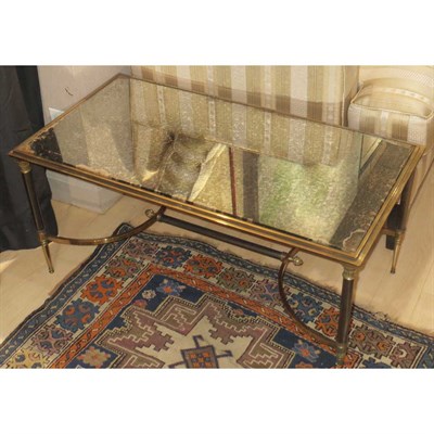 Lot 168 - French Mirror Top Brass and Steel Coffee Table...
