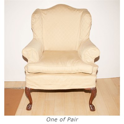 Lot 160 - Pair of George III Style Mahogany Wing Chairs;...