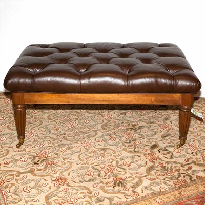 Lot 635 - William IV Style Leather and Mahogany Bench...
