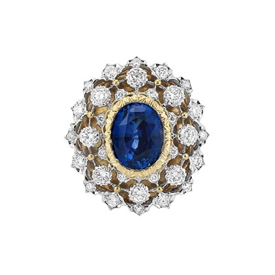Lot 345 - White and Yellow Gold, Sapphire and Diamond Ring, Mario Buccellati