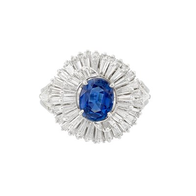 Lot 141 - Platinum, Sapphire and Diamond Ballerina Ring, David Webb