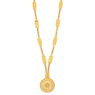 Lot 510 - Braided Gold and Frosted Rock Crystal Pendant-Necklace, Ilias Lalaounis