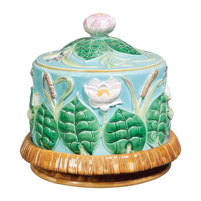 Lot 123 - George Jones Majolica Cheese Bell and Stand...