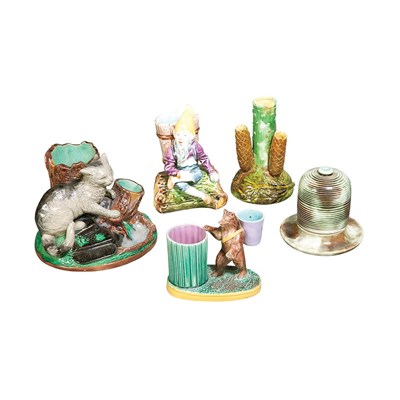 Lot 129 - Group of English Majolica Articles Late 19th...