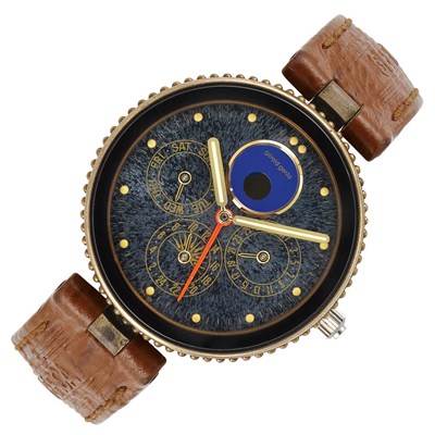 Lot 401 - Gentleman's Bronze and Steel Triple Calendar Alarm 'Safari' Wristwatch, Gerald Genta