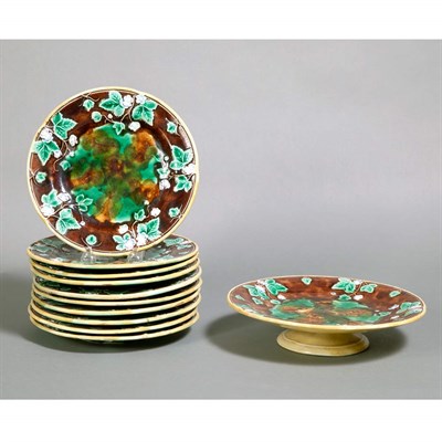 Lot 118 - English Majolica Partial Dessert Service Circa...