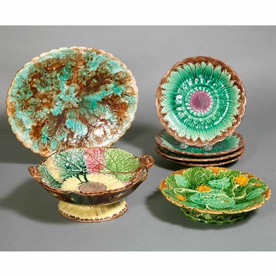 Lot 130 - Group of Majolica Table Articles Late 19th...