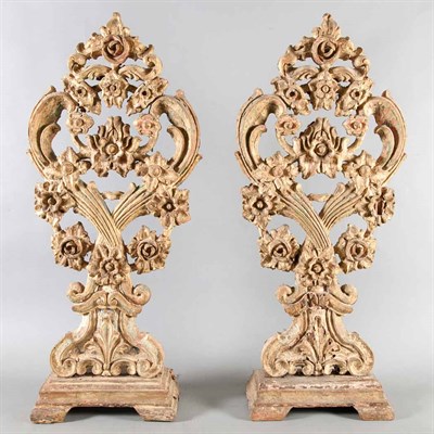 Lot 165 - Pair of French Style Painted and Carved Floral...