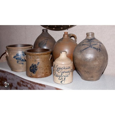 Lot 353 - Group of Six Stoneware Crocks and Vessels...