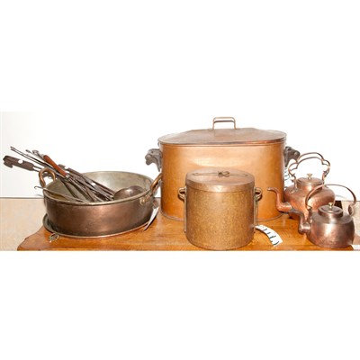 Lot 201 - Group of Copper and Metal Kitchen Utensils...