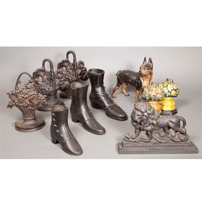 Lot 202 - Group of Ten Cast Iron Doorstops Height of...