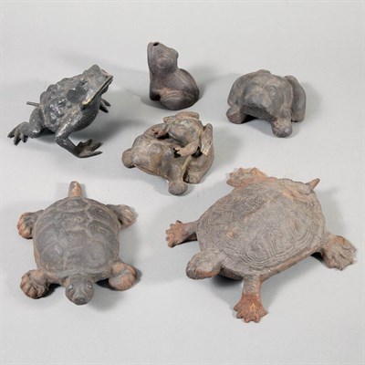 Lot 190 - Group of Cast Iron Frogs and Turtles...
