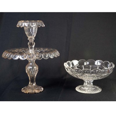 Lot 144B - Cut Glass Two-Tier Centerpiece Each tier with...