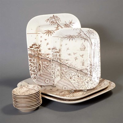 Lot 145 - Set of Four English Brown Transfer Decorated...