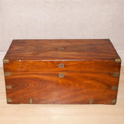 Lot 305 - English Brass Bound Camphor Wood Captain's...
