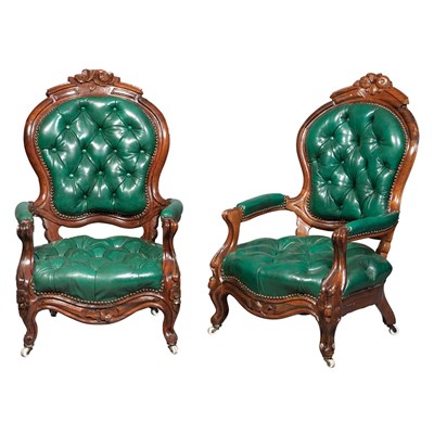 Lot 393 - Pair of Victorian Rococo Revival Rosewood...