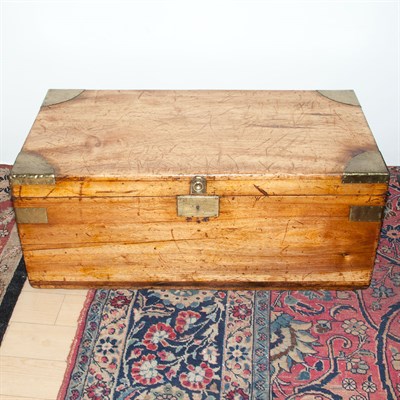 Lot 382 - English Brass Bound Camphor Wood Captain's...