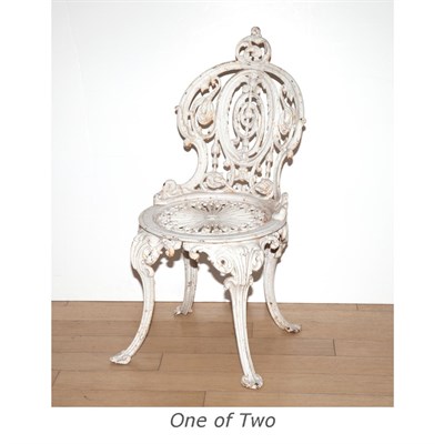 Lot 340 - Pair of White Painted Iron Garden Chairs