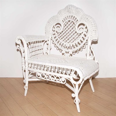 Lot 181 - White Painted Rattan Small Garden Settee...
