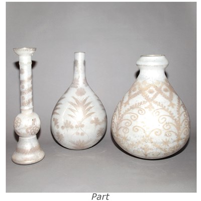 Lot 143 - Group of Seven Gilt Decorated Glass Vessels...