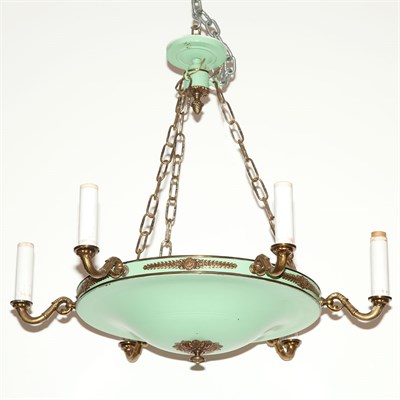 Lot 322 - Empire Style Gilt-Metal and Tole Six-Light...