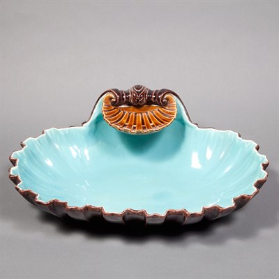 Lot 128 - Turquoise and Brown Glazed Majolica Two-Tier...