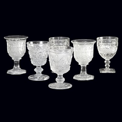 Lot 142 - Set of Six Gothic Revival Style Pressed Glass...