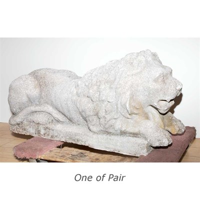 Lot 288 - Pair of Concrete Garden Figures of Recumbent...